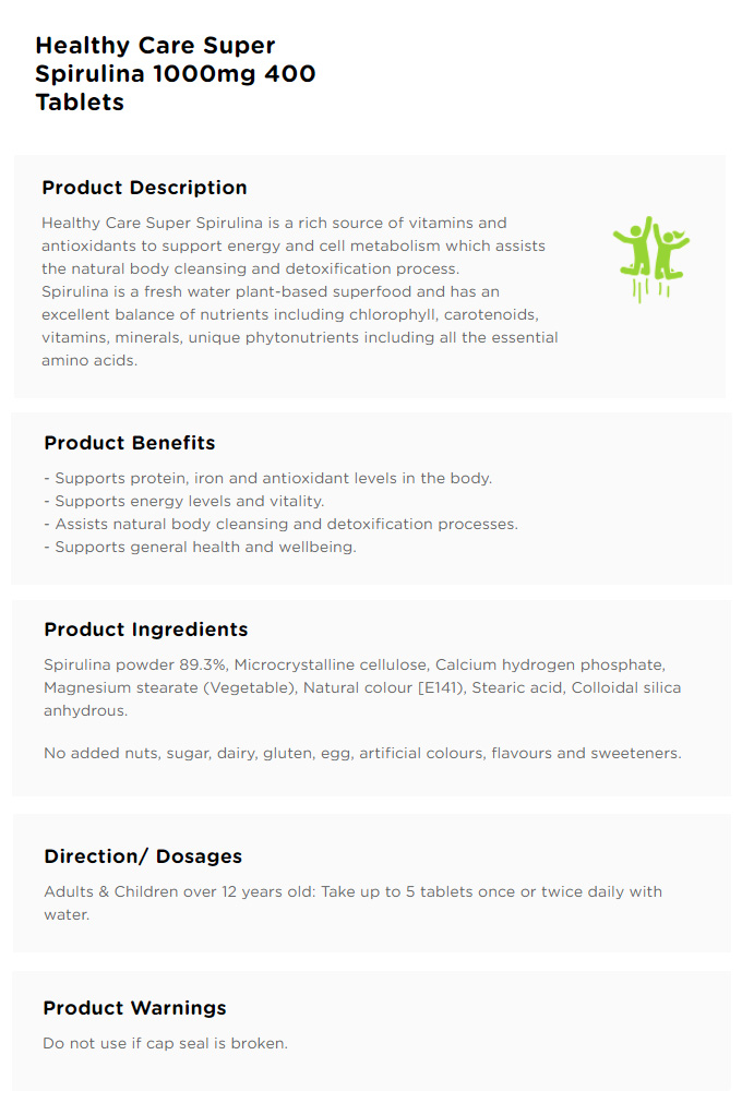 Healthy Care Super Spirulina 400 [헬시케어] 슈퍼 스피루리나 400정