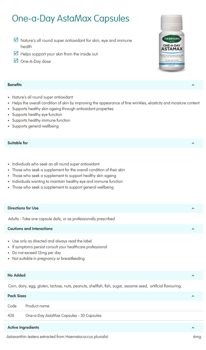  [톰슨스] 아스타맥스(Astaxanthin) 6mg 30캡슐