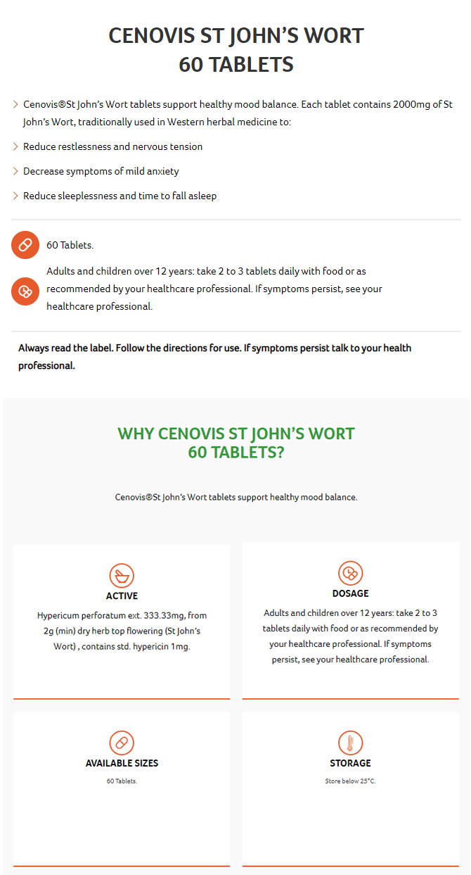Cenovis [세노비스] 세인트 존스 워트 60정
