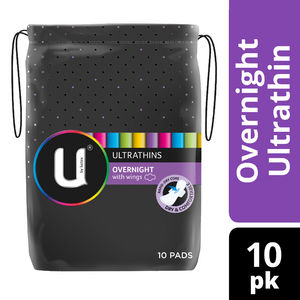 [유바이코텍스] 오버나이트 울트라 씬 패드 with 날개 10P U By Kotex Overnight Ultra Thin Pads with Wings 10P